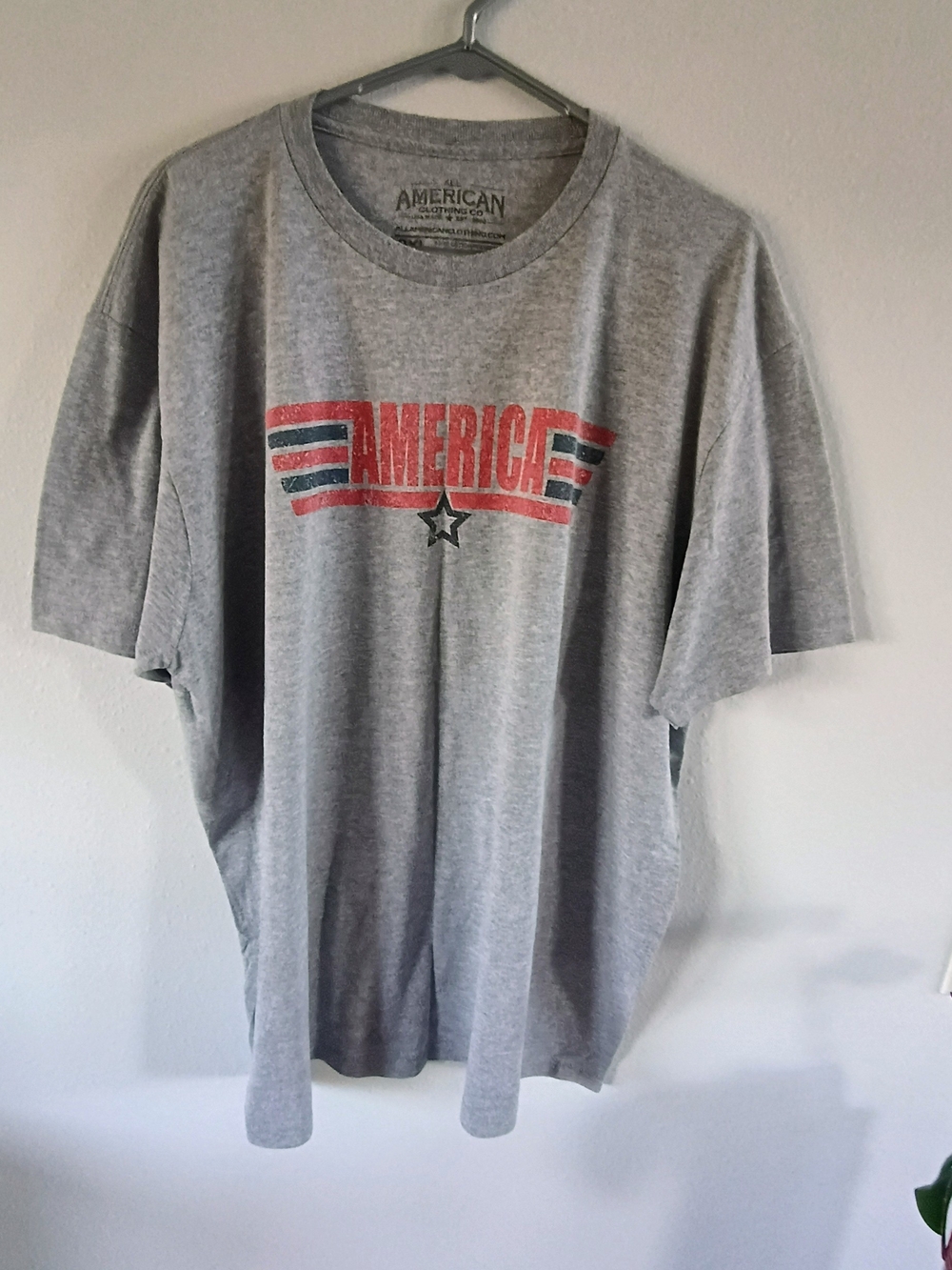 All American Clothing Co 2XL America Graphic Gray Patriotic Casual Tee Shirt